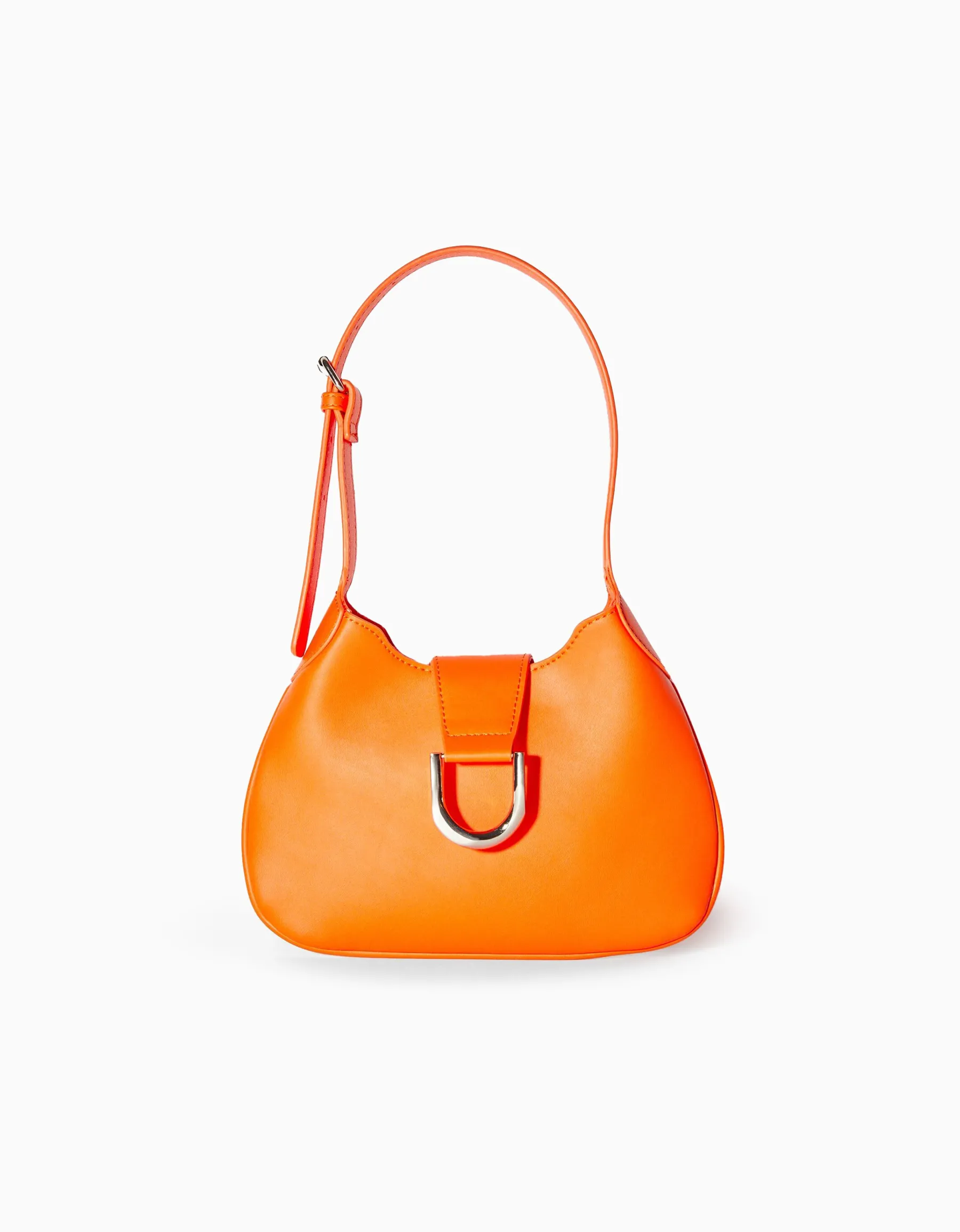 BERSHKA Sac porté épaule boucle effet argent Orange Store