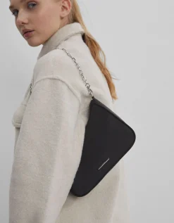 BERSHKA Sac satiné chaîne Noir Flash Sale