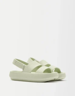 BERSHKA Sandales plates caoutchoutées Kaki Shop