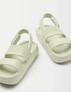 BERSHKA Sandales plates caoutchoutées Kaki Shop