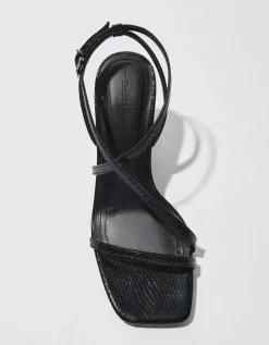 BERSHKA Sandales talon aiguille lanières Noir Hot