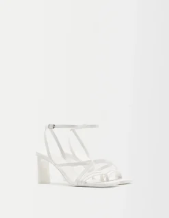 BERSHKA Sandales talon brides boucle de cheville Blanc Best
