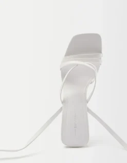 BERSHKA Sandales talon brides boucle de cheville Blanc Best