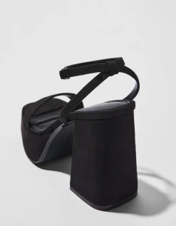 BERSHKA Sandales talon compensé Noir Clearance