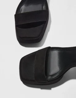 BERSHKA Sandales talon compensé Noir Best Sale