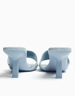 BERSHKA Sandales talon denim Bleu Sale