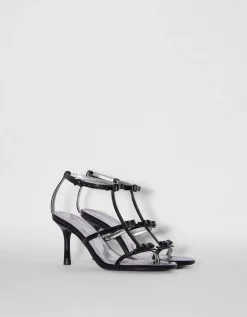 BERSHKA Sandales talon nœuds Noir Store