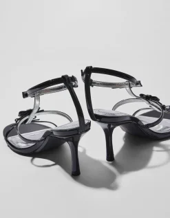 BERSHKA Sandales talon nœuds Noir Store