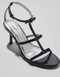 BERSHKA Sandales talon nœuds Noir Fashion