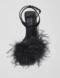 BERSHKA Sandales talon plumes Fuchsia Best Sale