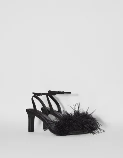 BERSHKA Sandales talon plumes Fuchsia Flash Sale
