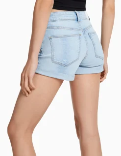 BERSHKA Short denim retroussé Blanc Clearance