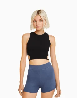 BERSHKA Short jupe-culotte modal Gris Flash Sale