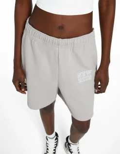 BERSHKA Short molleton coton Gris Hot