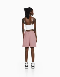 BERSHKA Short molleton coton Gris Best Sale