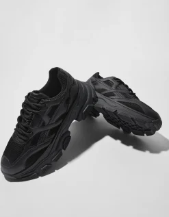 BERSHKA Sneakers mesh homme Noir Cheap