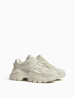 BERSHKA Sneakers mesh homme Sable Fashion