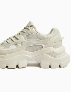 BERSHKA Sneakers mesh homme Sable Fashion