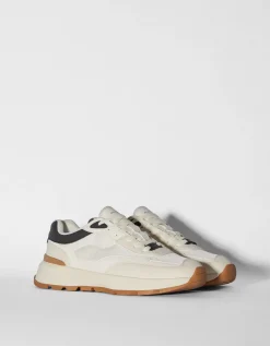 BERSHKA Sneakers mesh homme Blanc Discount
