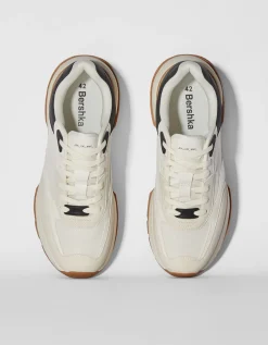 BERSHKA Sneakers mesh homme Blanc Discount