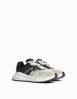 BERSHKA Sneakers semelle épaisse avec mesh homme Blanc Sale