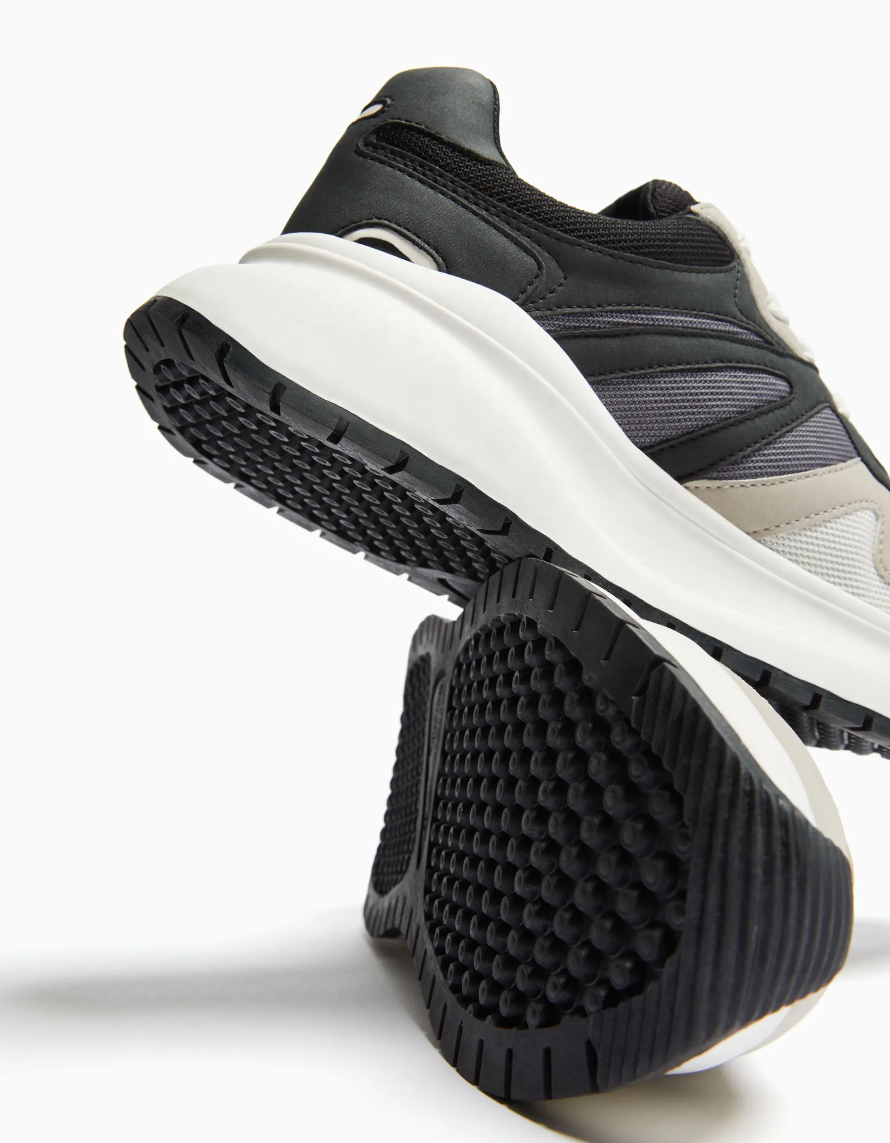 BERSHKA Sneakers semelle épaisse avec mesh homme Blanc Sale