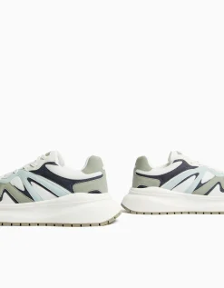 BERSHKA Sneakers semelle épaisse avec mesh homme Blanc Outlet