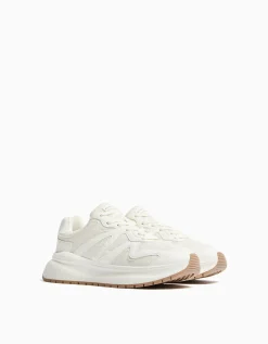 BERSHKA Sneakers semelle épaisse avec mesh homme Blanc Shop