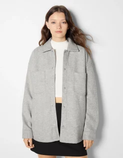 BERSHKA Surchemise basique Gris Hot