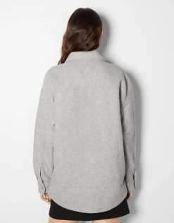 BERSHKA Surchemise basique Gris Hot