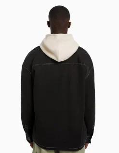 BERSHKA Surchemise coton fil contraste Sable Clearance