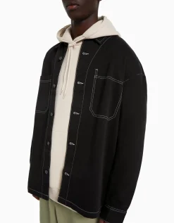 BERSHKA Surchemise coton fil contraste Sable Clearance
