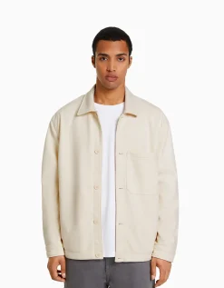 BERSHKA Surchemise imitation daim Blanc Best Sale