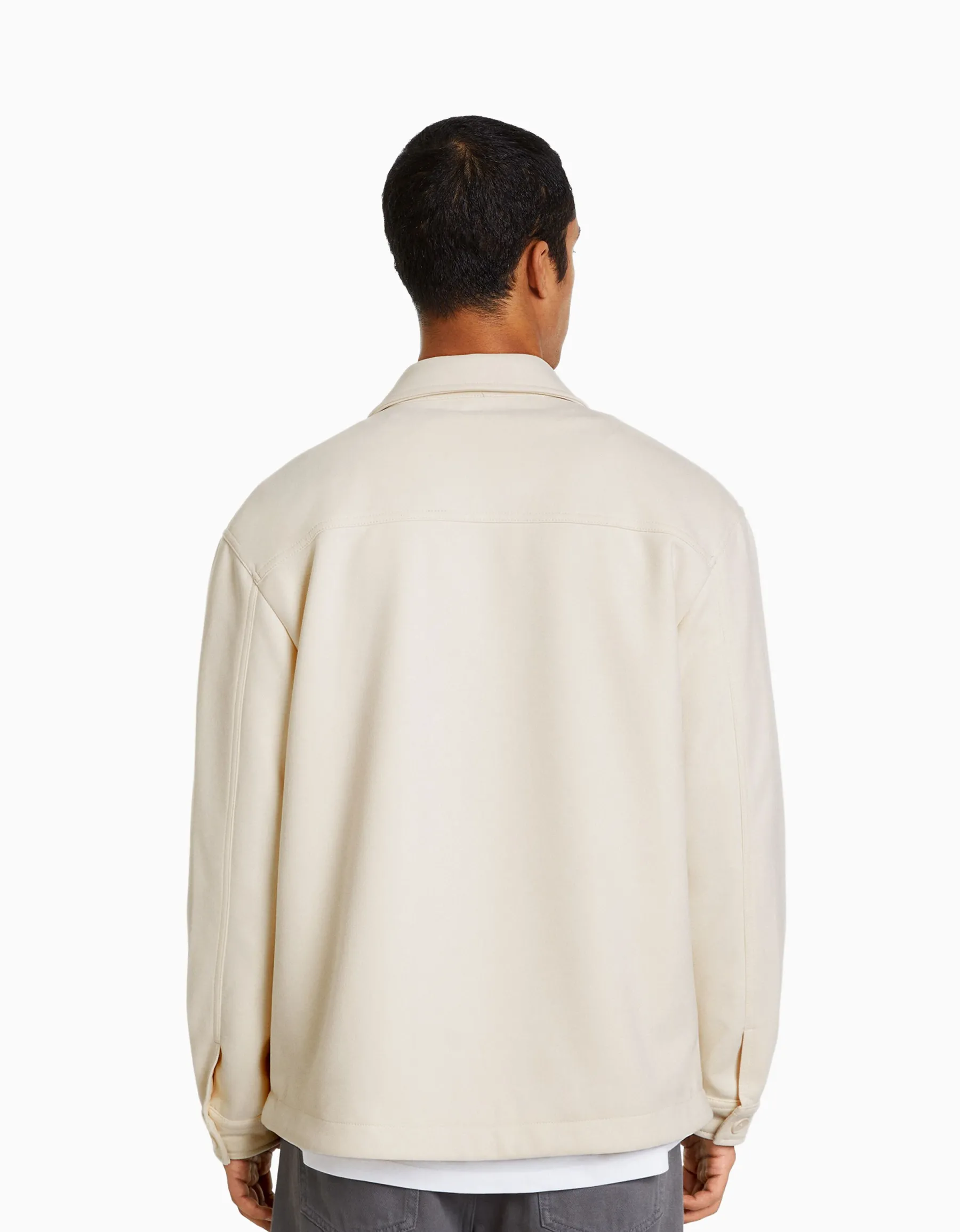 BERSHKA Surchemise imitation daim Bleu Clearance
