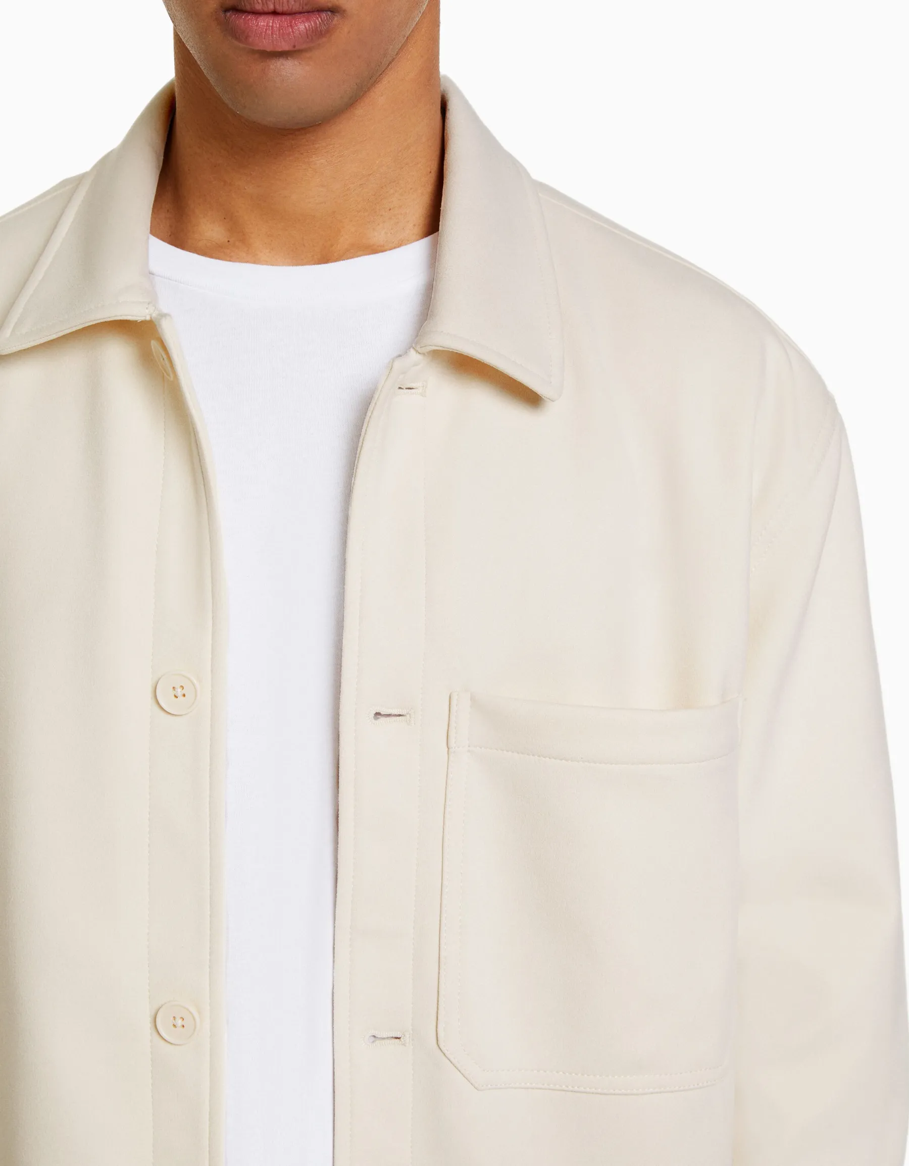 BERSHKA Surchemise imitation daim Bleu Clearance