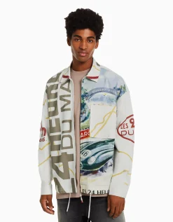 BERSHKA Surchemise manches longues 24h LE MANS Écru Best Sale