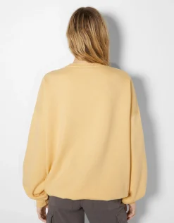 BERSHKA Sweat ample imprimé Bleu clair Fashion