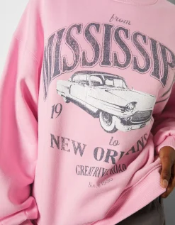 BERSHKA Sweat ample imprimé Écru Discount