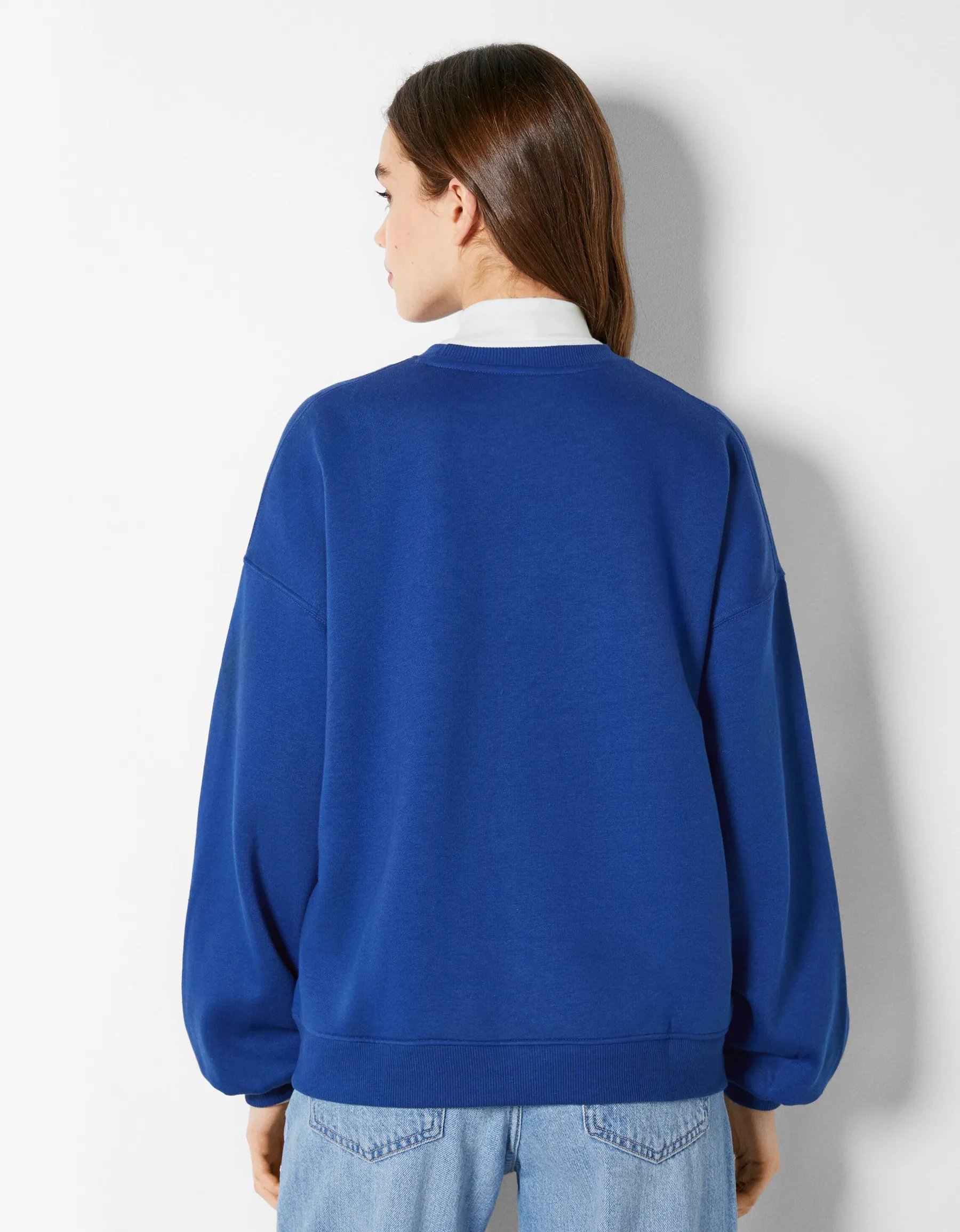 BERSHKA Sweat ample imprimé Écru Best Sale
