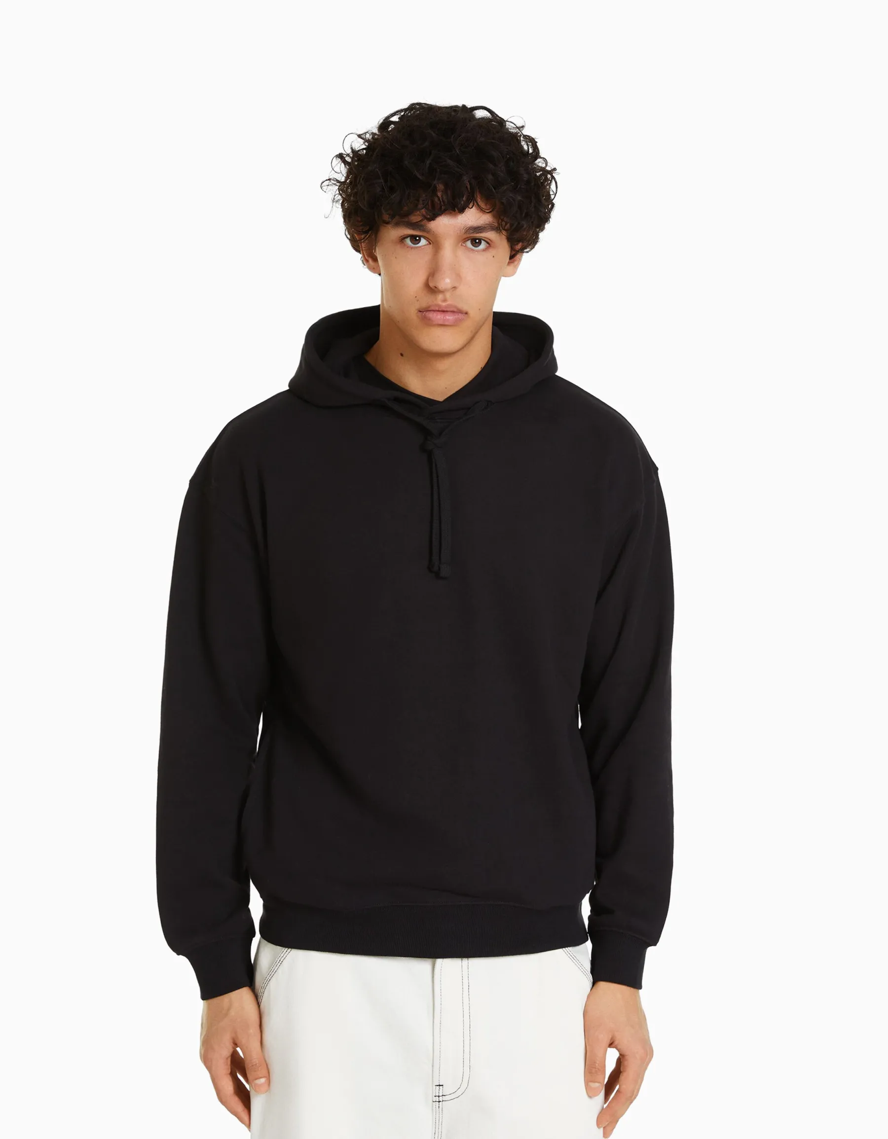 BERSHKA Sweat capuche Noir Sale