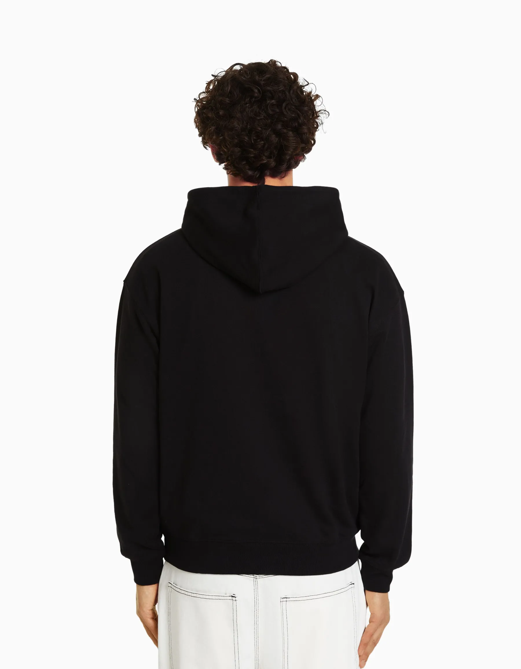 BERSHKA Sweat capuche Noir Sale