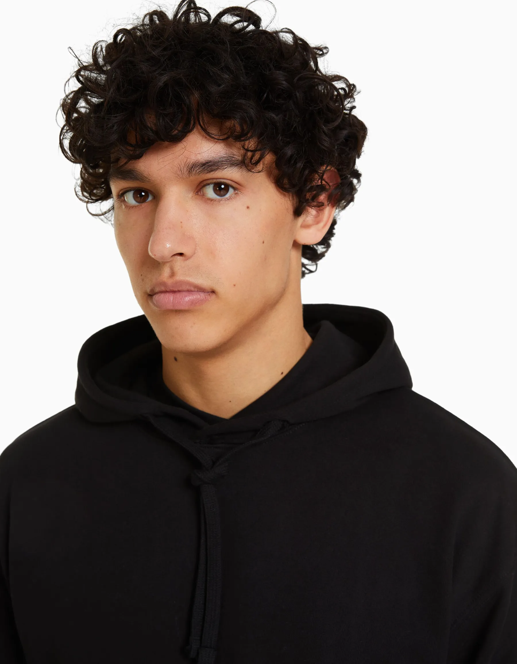 BERSHKA Sweat capuche Noir Sale