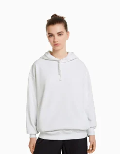 BERSHKA Sweat capuche Blanc Store