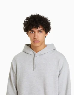 BERSHKA Sweat capuche Gris Cheap