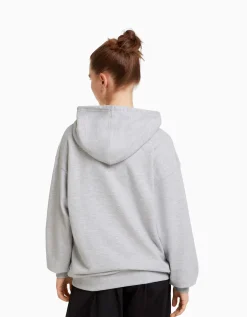 BERSHKA Sweat capuche Gris Clearance
