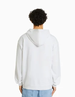 BERSHKA Sweat capuche Blanc Outlet