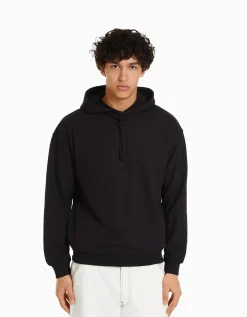 BERSHKA Sweat capuche Noir Cheap