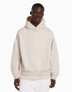 BERSHKA Sweat capuche boxy fit Gris New