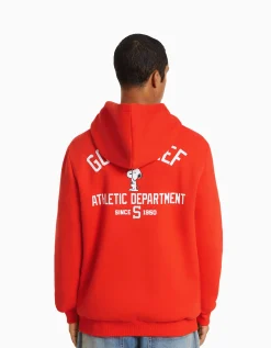 BERSHKA Sweat capuche brodé Snoopy Rouge Cheap