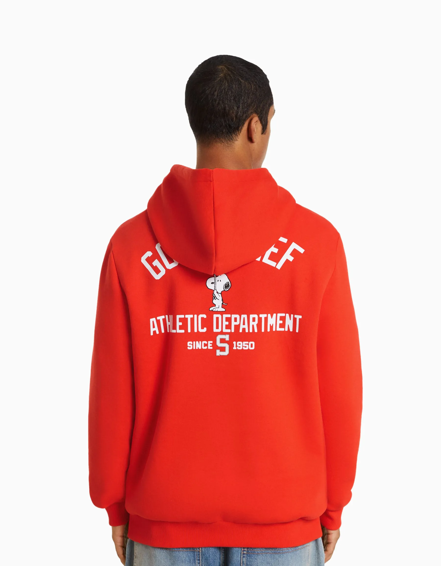 BERSHKA Sweat capuche brodé Snoopy Rouge Shop